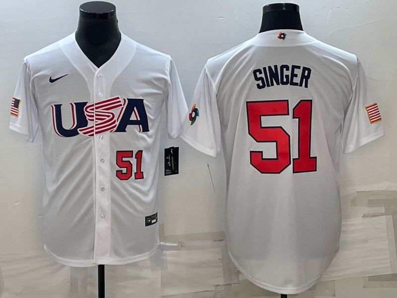 Men 2023 World Cub USA #51 Singer White Nike MLB Jersey5